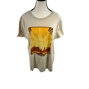 Golden Hour Womens XL Graphic T Shirt Beige Sun Desert Scene Short Sleeve Tee